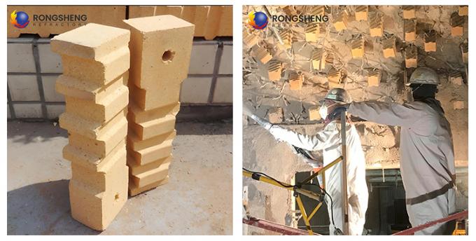 Horno industrial ladrillo de fuego suspendido excelente resistencia al choque térmico refractario de alta alumina ladrillos de anclaje para estufa caliente 1