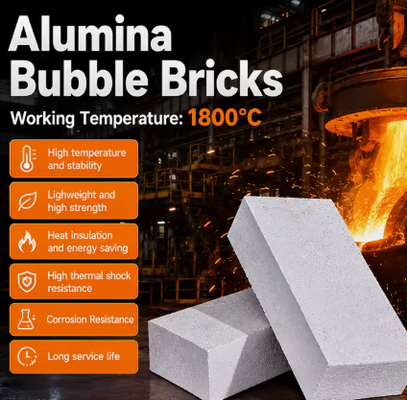Alumina resistente a altas temperaturas ladrillos de bolas huecas para horno de fusión de vidrio y horno de tratamiento térmico