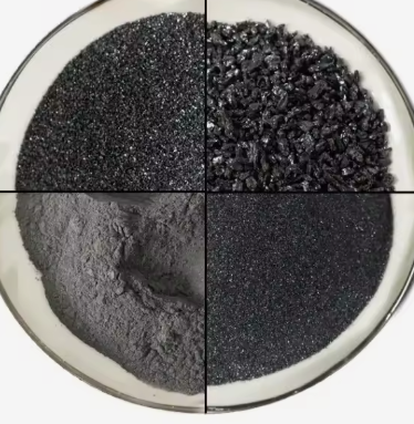 Polvo de esmeril de carburo de silicio negro de alta calidad, 97-99% de pureza, grano de carburo de silicio de pulido refractario abrasivo Sic