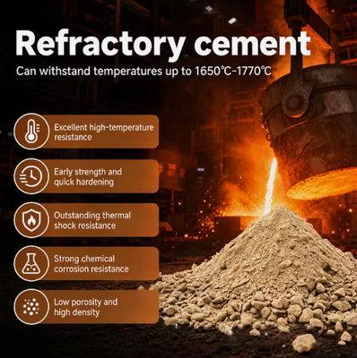 Refractory Cement Manufacturer High Alumina Cement 1800C Refractory Mortar Cement For Cement Kiln Plant