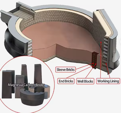Rongsheng refractario Magnesia carbono ladrillo de alta temperatura 1800 ° C Magnesio ladrillos de carbono para el Eaf y convertidor