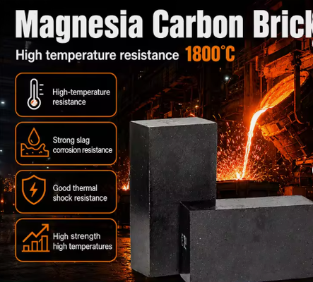 Rongsheng refractario Magnesia carbono ladrillo de alta temperatura 1800 ° C Magnesio ladrillos de carbono para el Eaf y convertidor