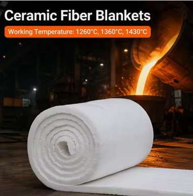 1400 Kaowool Feltro cerámico 128 Kg/M3 Silicato de aluminio de alta cerámica Fibra de mantilla aislante térmico para hornos industriales